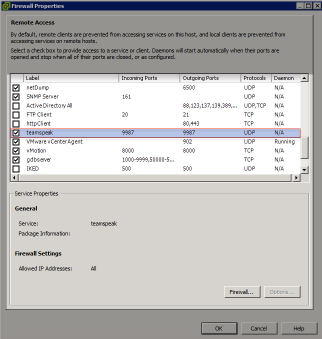 Firewall ESXi